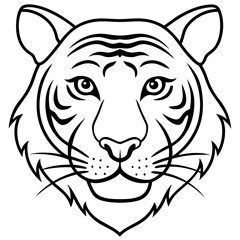 One-Line Tiger Head Vector Design