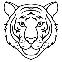 One-Line Tiger Head Vector Design