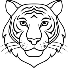 One-Line Tiger Head Vector Design