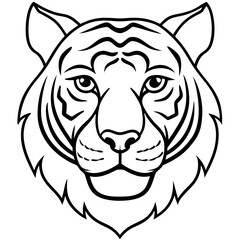 One-Line Tiger Head Vector Design