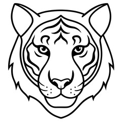 One-Line Tiger Head Vector Design