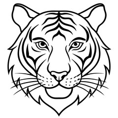 One-Line Tiger Head Vector Design