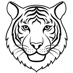 One-Line Tiger Head Vector Design