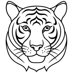 One-Line Tiger Head Vector Design
