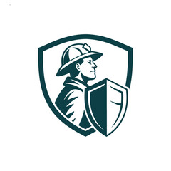 security man silhouette vector line art logo design