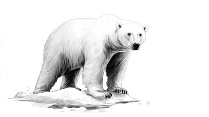 Obraz premium Realistic Illustration of a Polar Bear Standing on Iceberg