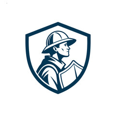 security man silhouette vector line art logo design