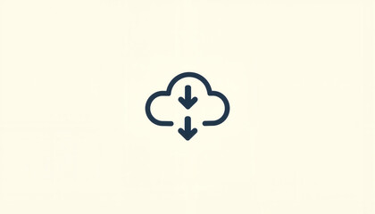 Cloud storage illustration with download and upload arrows on light background representing data transfer