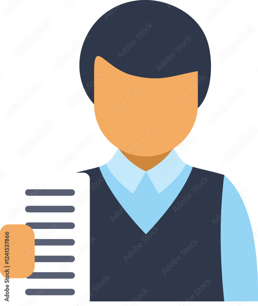 Poster businessman managing tasks and planning project, holding checklist for efficient workflow