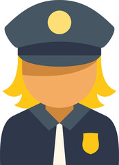 Simple flat vector illustration of a blond female police officer wearing a uniform