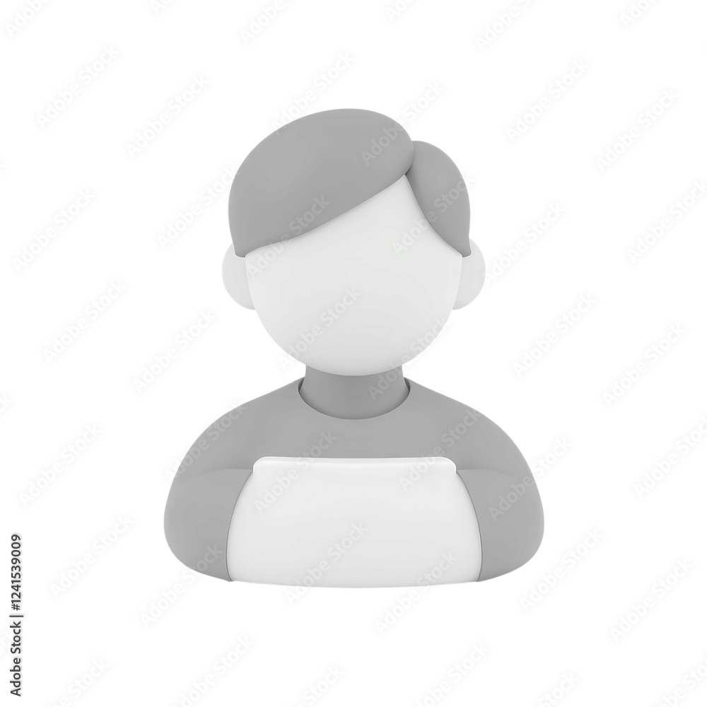 Poster generic gray user avatar icon, representing an anonymous profile, default user, or personal identity