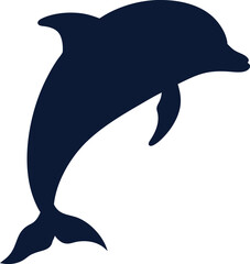 A Minimalist Dolphin fish icon Design. dolphin black Silhouette vector art Illustration with white background.