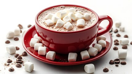 Delicious Hot Chocolate with Marshmallows and Coffee Beans