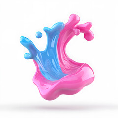 3D Abstract  Iridescent Fluid Glossy Shape isolated on white background