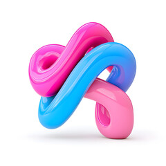 3D Abstract  Iridescent Fluid Glossy Shape isolated on white background