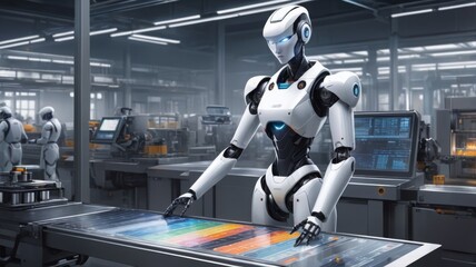A robot working on a production line