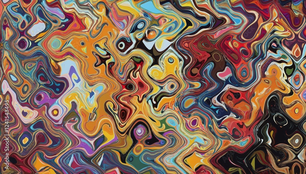 Poster vivid abstract fluid swirl with dynamic colorful patterns, ideal for modern wall art, digital backgr