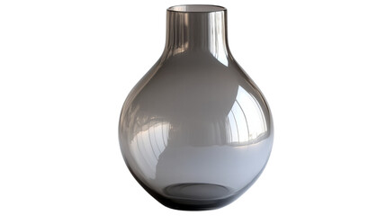 Empty modern glass vase on transparent background reflecting light