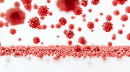 a bunch of red cells on a white surface 