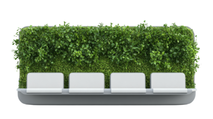 Modern bench with vertical garden on a transparent background