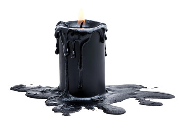 A Symbolic Black Candle Extinguished in Remembrance Isolated On Transparent Background.