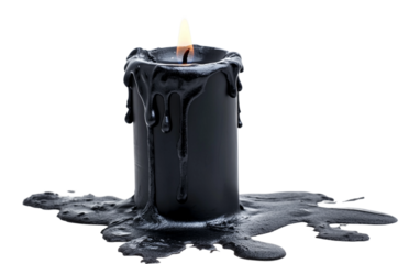 A Symbolic Black Candle Extinguished in Remembrance Isolated On Transparent Background.