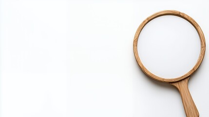 Fototapeta premium a wooden magnifying glass against a white wall 