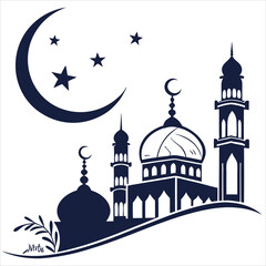 silhouette Ramadan image on white background