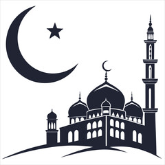 silhouette Ramadan image on white background