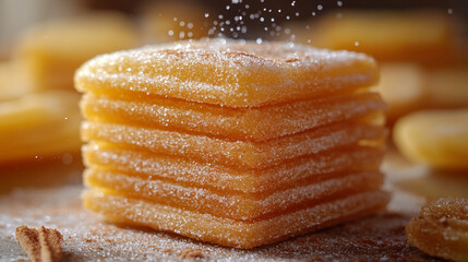 Delicious Golden Sugar Coated Sweet Treats Stacked Dessert Food Candy Yummy Tasty Brown Baking      