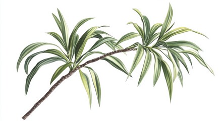 Naklejka premium Tropical plant branch, studio shot, white background, design element