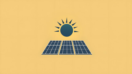 Logo design representing solar panels and renewable energy, featuring a minimalist sun and panel combination.