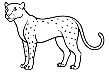 Sleek Cheetah Minimalist Line Art Vector