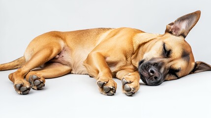 Obraz premium a picture of a dog laying down on a white background 