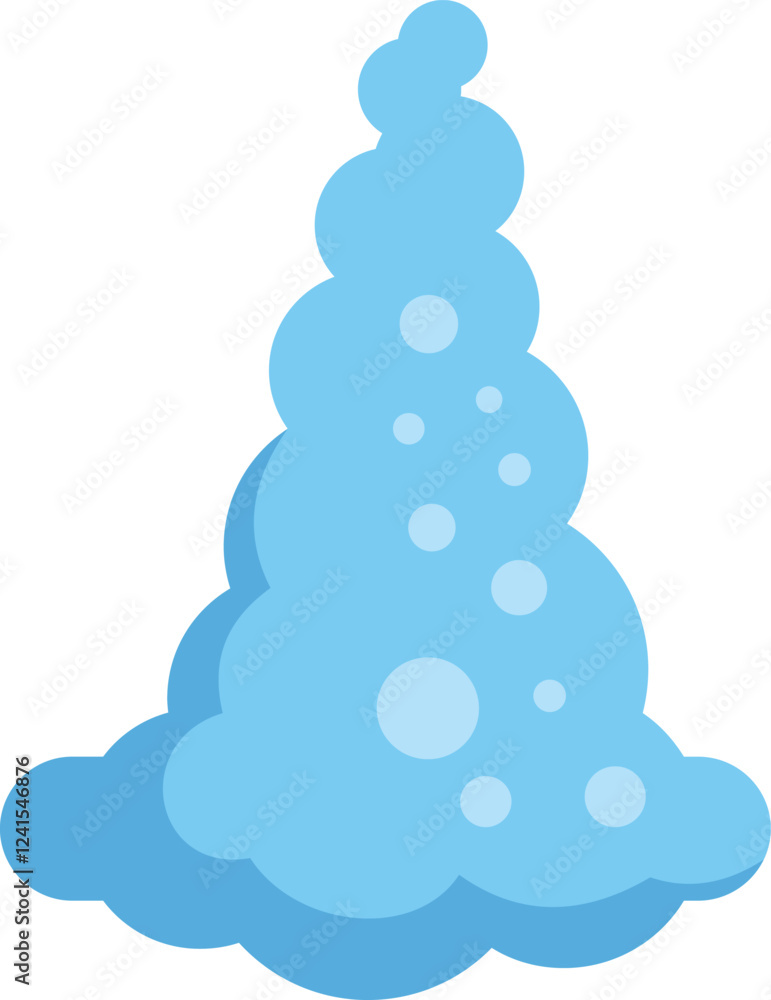 Poster stylized light blue cloud computing and data storage icon shaped like christmas tree with bubbles