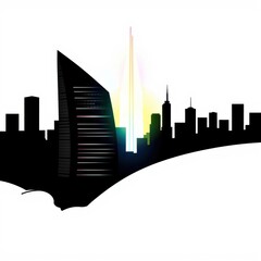 Fototapeta premium Big ben and houses of parliament silhouetted skyline cityscape architecture illustration building city vector