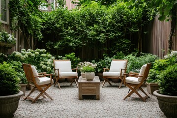 Obraz premium Urban serenity embrace nature in a private garden retreat