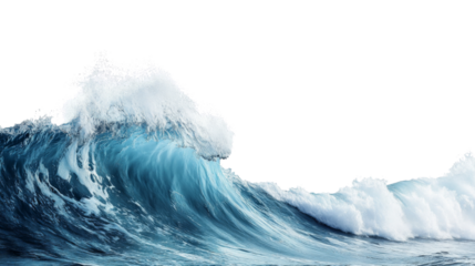 Powerful ocean wave on transparent background