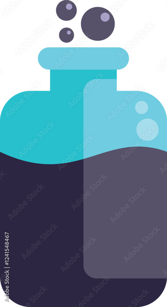 Poster simple icon of a laboratory glassware filled with a bubbling solution