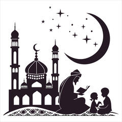 silhouette Ramadan image on white background