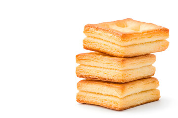 Puff pastry bakery isolated white background