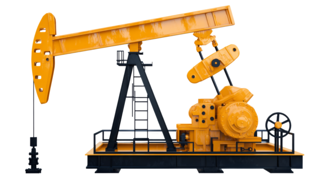 Oil pump jack extracting crude oil on a transparent background