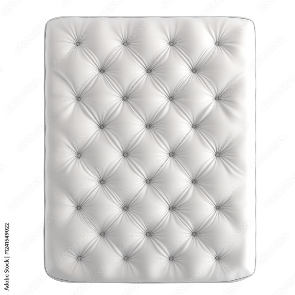 Poster a top view of a white tufted mattress showcasing its button detailing and soft texture.