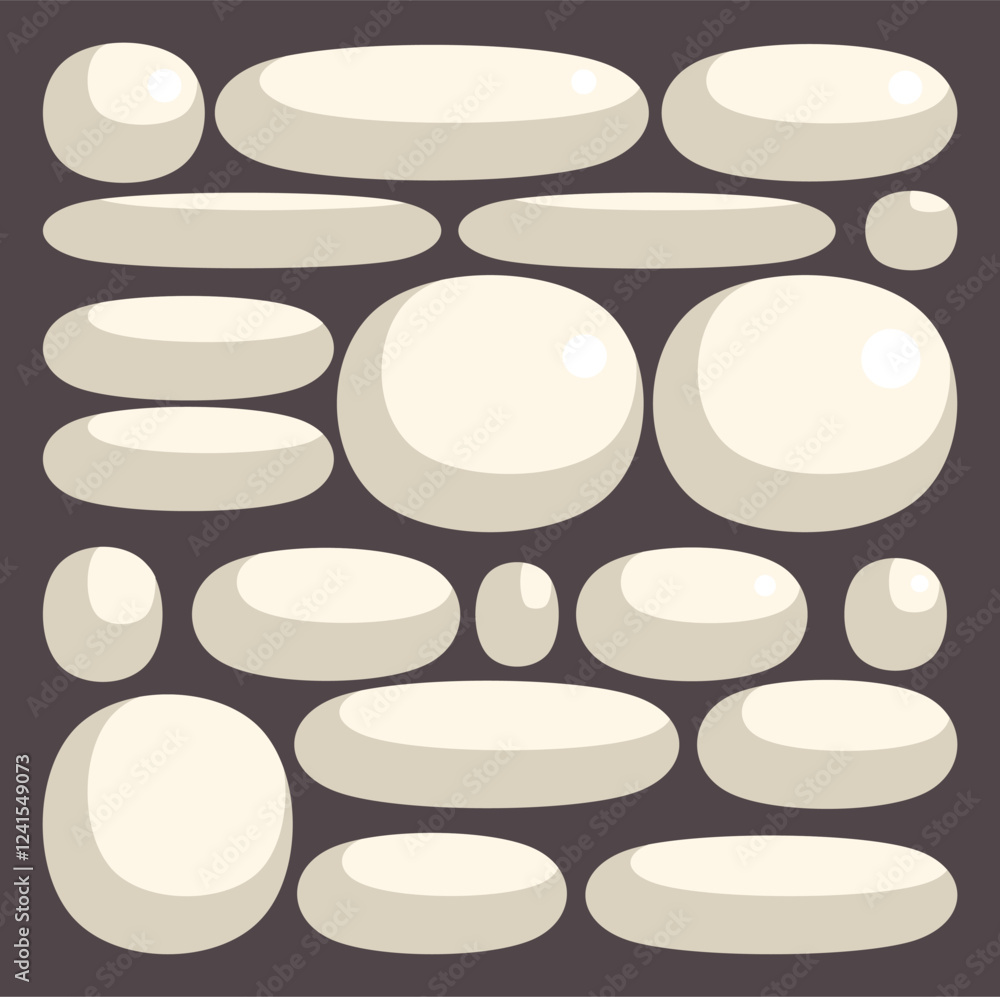 Poster white pebbles of various sizes creating a soothing and visually appealing pattern on a dark backgrou