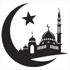 silhouette Ramadan image on white background