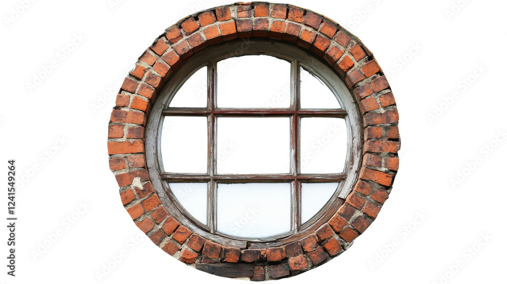 Poster circular brick window with transparent background
