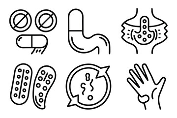 stomach ache and pain related editable stroke outl 