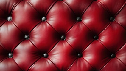Luxury Red Leather Upholstery Texture:  A Close-Up of Elegant Button-Tufting Detail