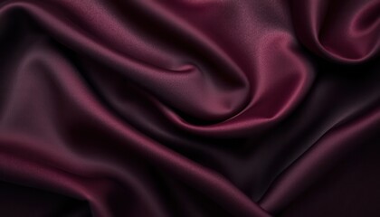 Obraz premium Luxurious Dark Purple Satin Fabric with Smooth Texture and Flowing Folds