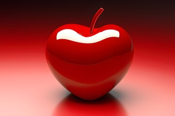 Obraz premium Shiny Red Heart Shaped Apple Romantic Valentine s Day Love Concept